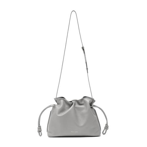 Esin Akan Midi Emma Leather Top Handle Crossbody Bag In Grey