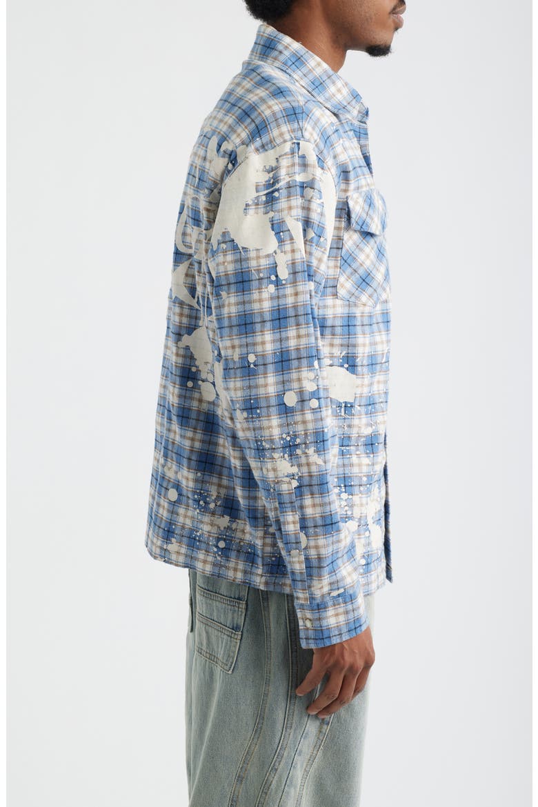 Bleached Plaid Snap-Up Shirt, Alternate, color, BLUE