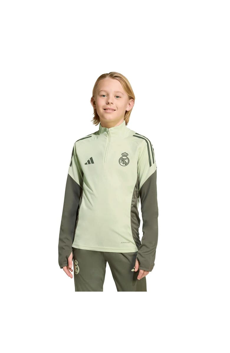 adidas Youth adidas Green Real Madrid 2025/26 Training AEROREADY Quarter-Zip Pullover, Main, color, Green