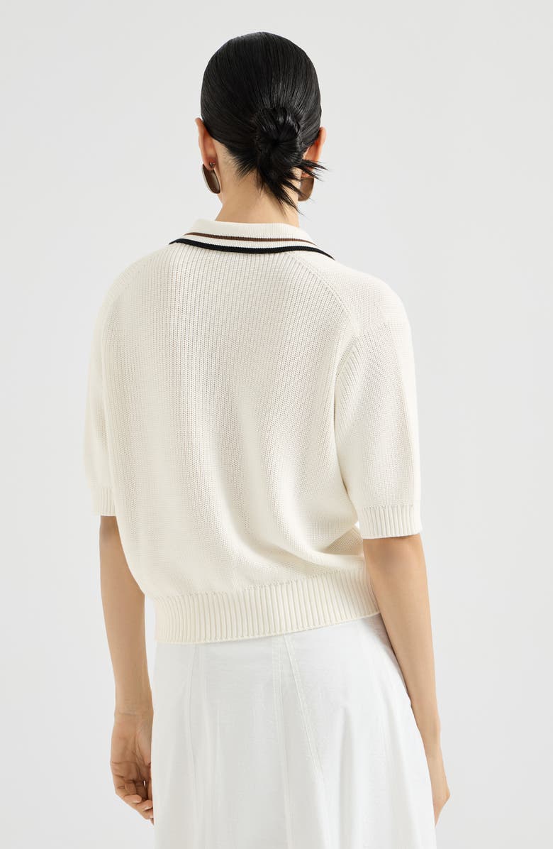 Brunello Cucinelli Rib knit polo, Alternate, color, White