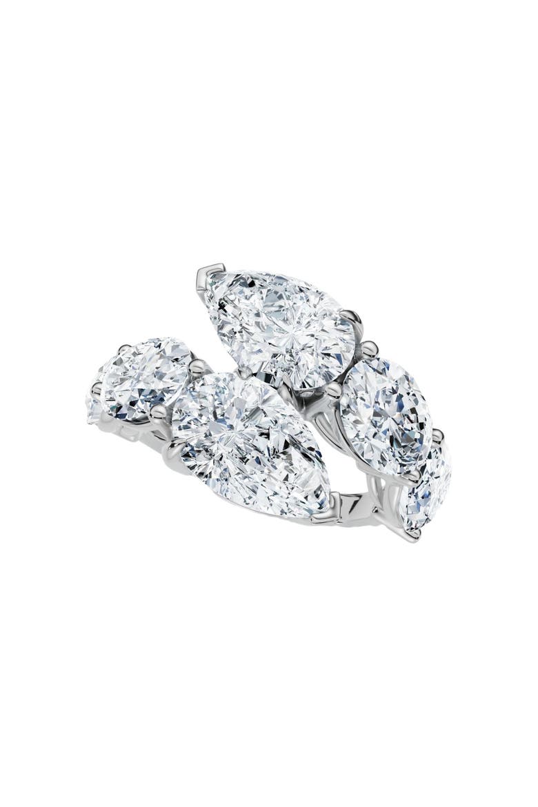 7.10Ct Pear & Oval Shape Bypass Ring Gold Lab Grown, Alternate, color, 10k White Gold