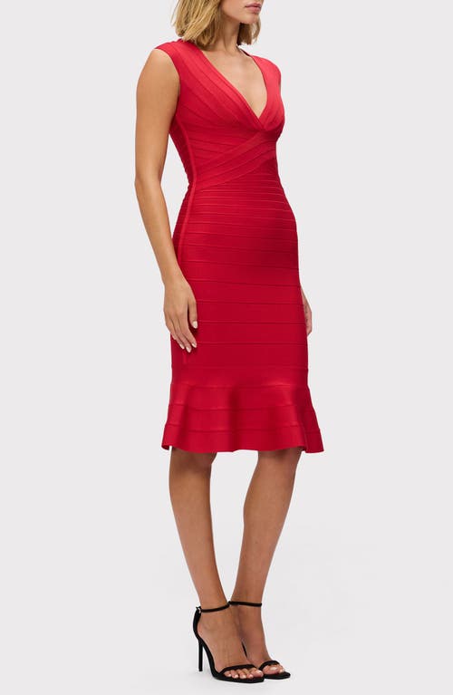 Herve Leger The Sophie Dress In Lipstick Red