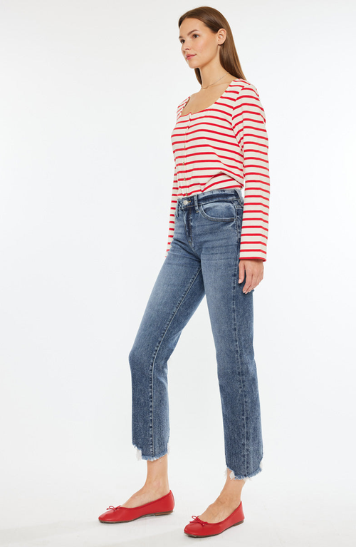 Kancan Kathrine Essentials High Rise Slim Straight Leg Jeans In Blue