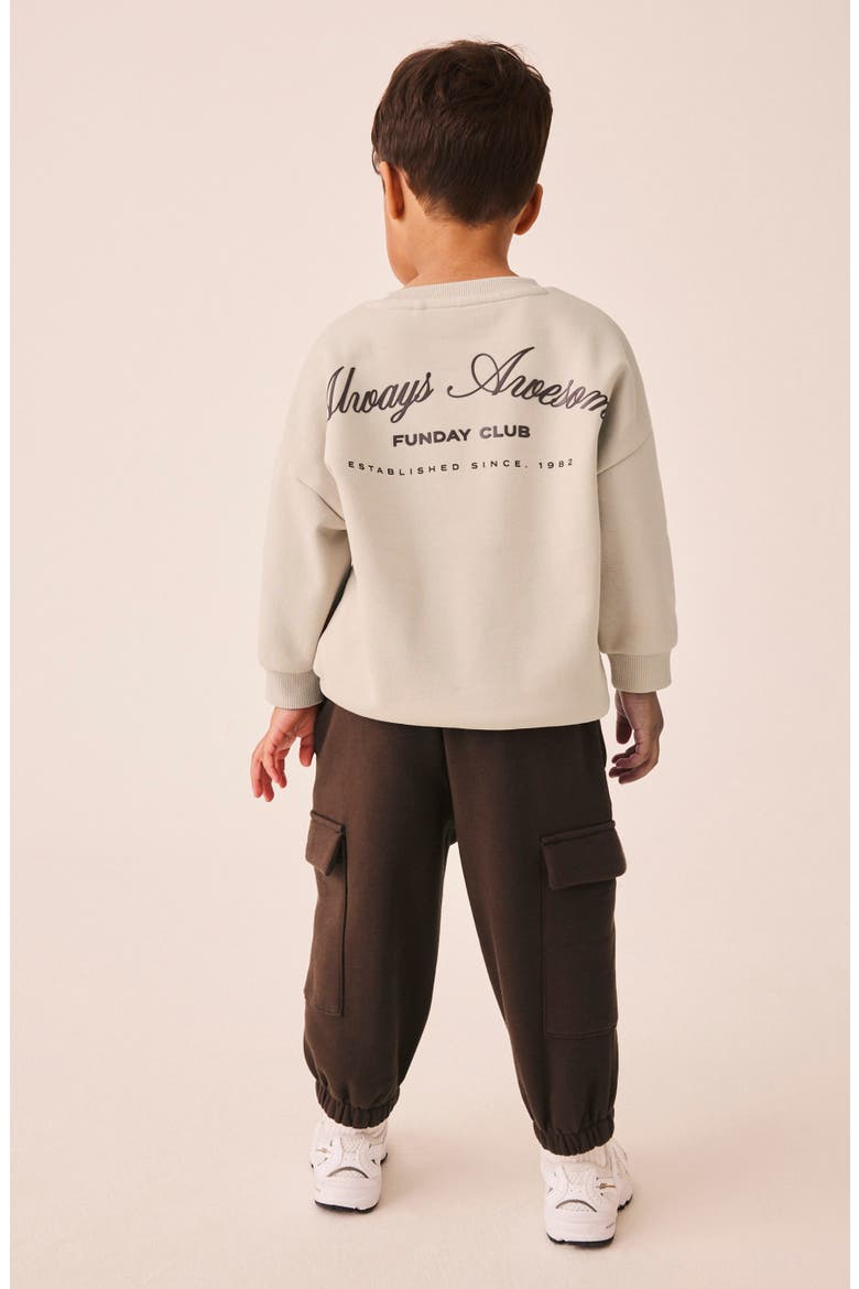 Kids' Funday Club Sweatshirt & Cargo Joggers Set, Alternate, color, NEUTRAL