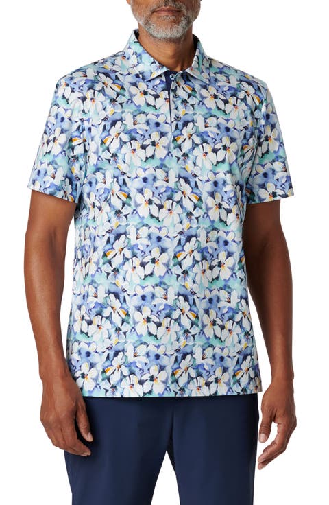 Hendrix Digital Floral Print Pima Cotton Polo