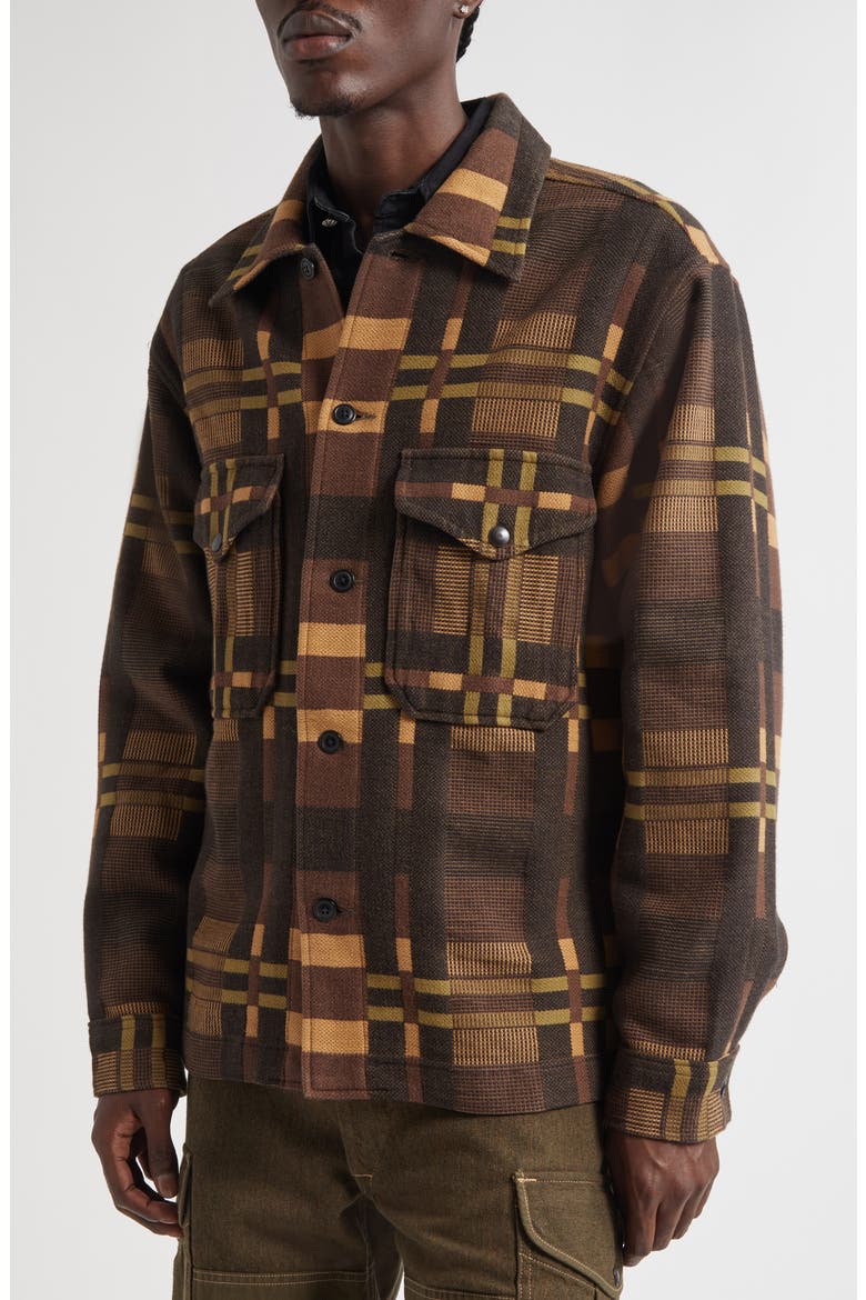 Geometric Jacquard Overshirt, Alternate, color, PURPLE/ BLACK