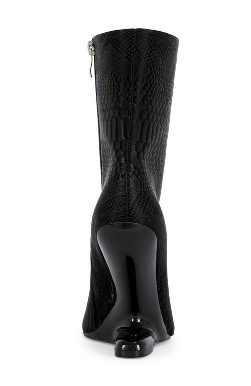 Azalea Wang Glacielle Croc Embossed Heelless Bootie In Black