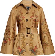 Etro Print Cotton Belted Cape Jacket