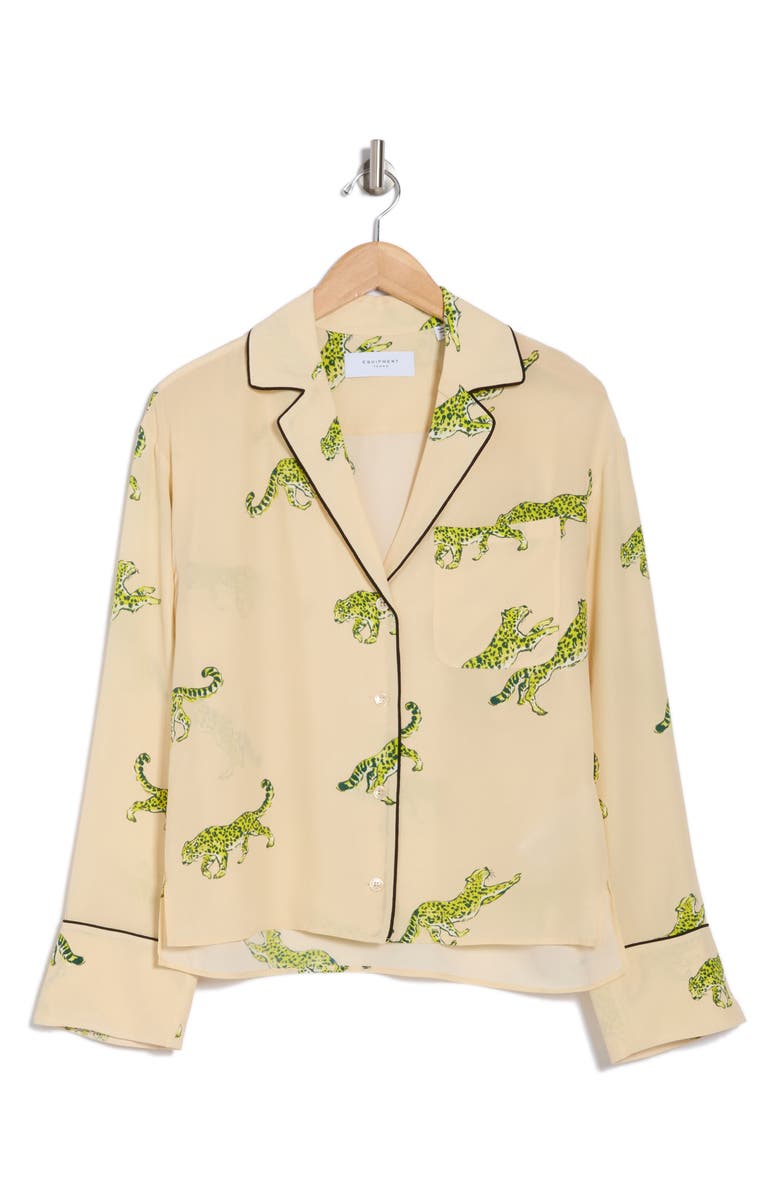 Equipment Shalom Leopard Silk Pajama Shirt, Alternate, color, 