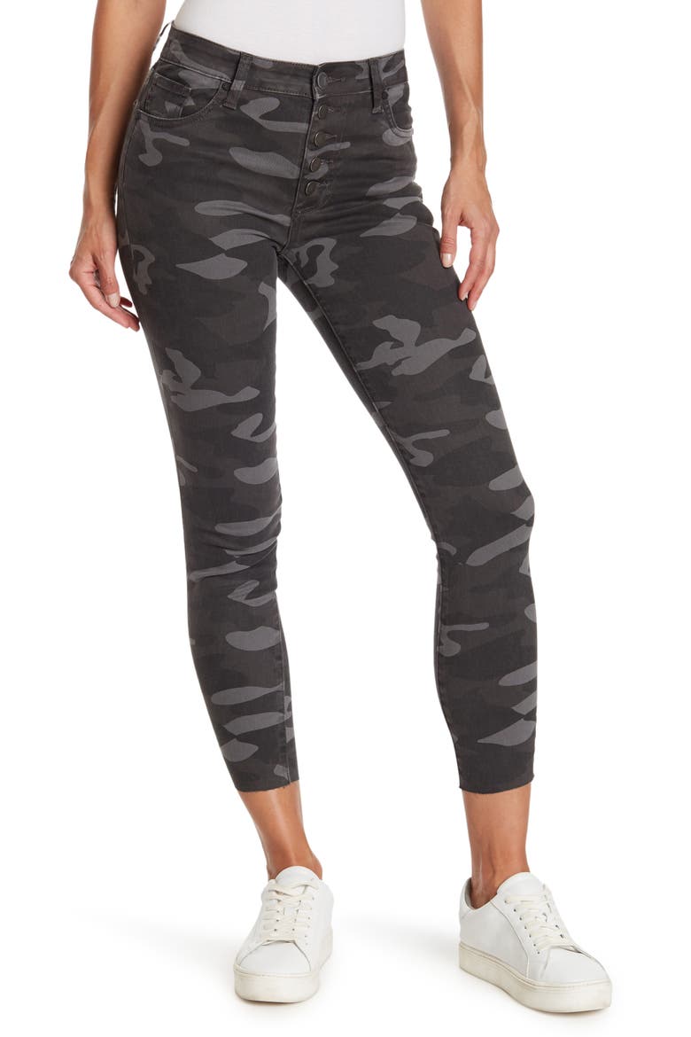 Connie High Waist Raw Hem Ankle Skinny Jeans, Main, color, BLACK/ GREY