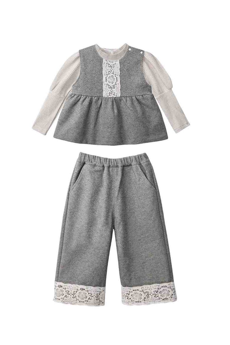 Lace-Layered Tunic Set, Main, color, Grey