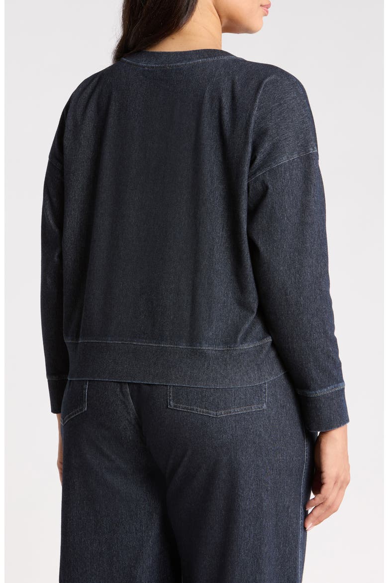 Stretch Organic Cotton Crop Sweatshirt, Alternate, color, DARK WASH