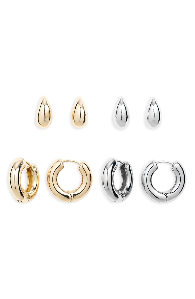 Tasha Set of 4 Hoop Earrings, Main, color, Gold/ Silver