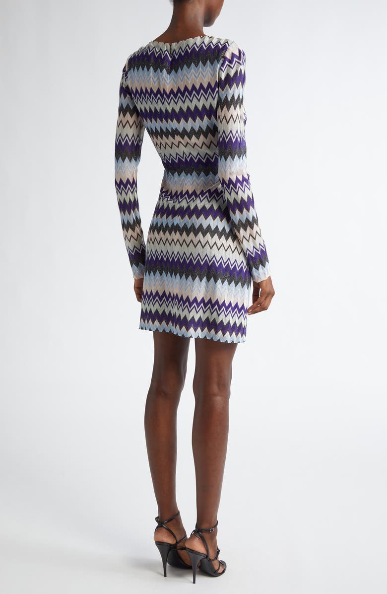 Missoni Zigzag Stripe Long Sleeve Faux Wrap Dress, Alternate, color, 