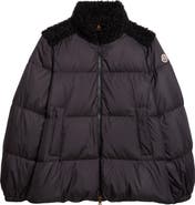 Moncler Esnaie Faux Shearling Trim Down Jacket