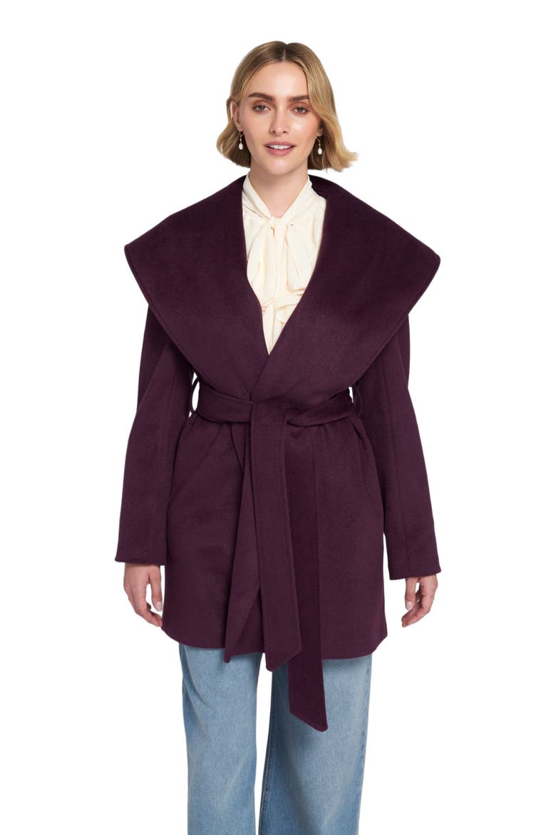 Melton Wrap Coat Belted/Wrap, Main, color, Wine