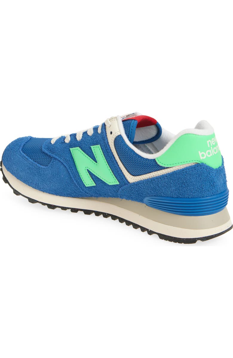 New Balance Gender Inclusive 574 Sneaker, Alternate, color, Blue Agate/ Lime Leaf