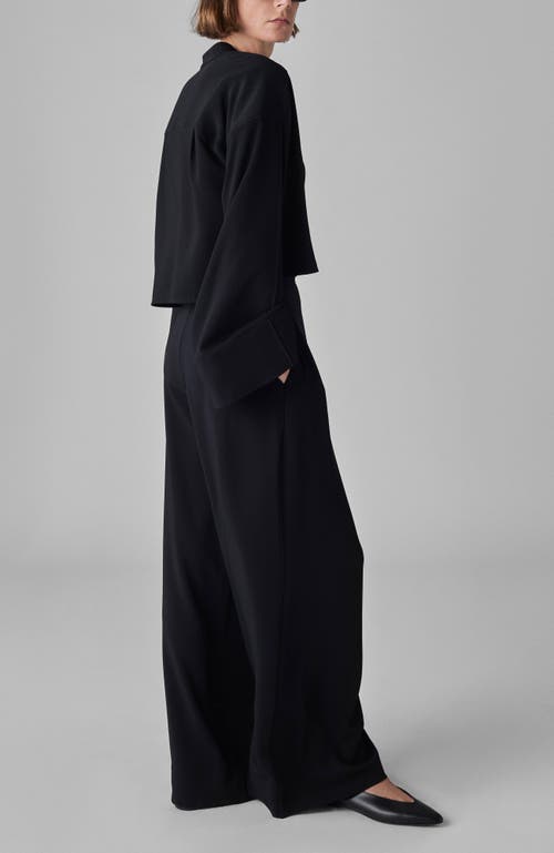 Co Cropped Button Front Shirt In Black