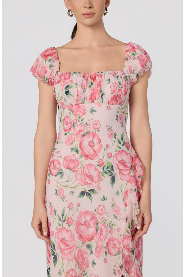 Florence Floral Ruffle Detail Dress, Alternate, color, PINK FLORAL