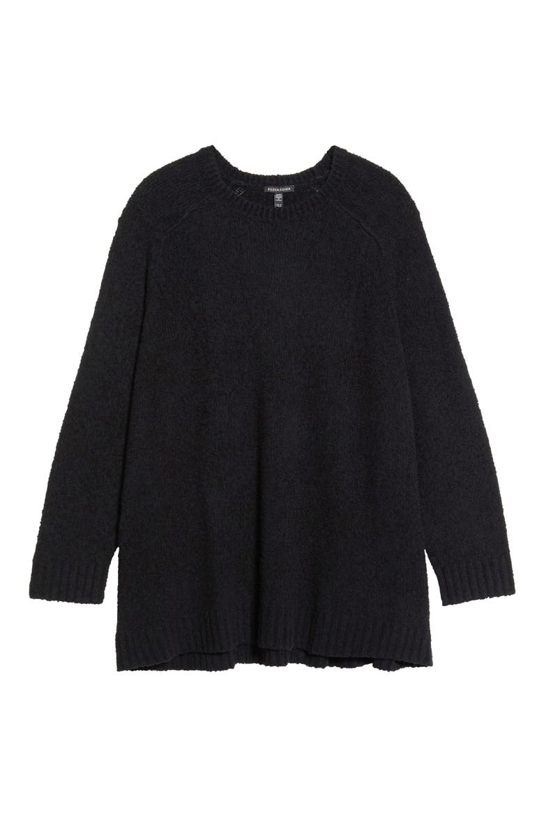 Organic Cotton & Cashmere Crewneck Sweater, Alternate, color, BLACK
