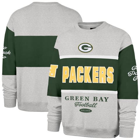 Men's '47 Green/Heather Gray Green Bay Packers Blockfield Maximalist Sweatshirt