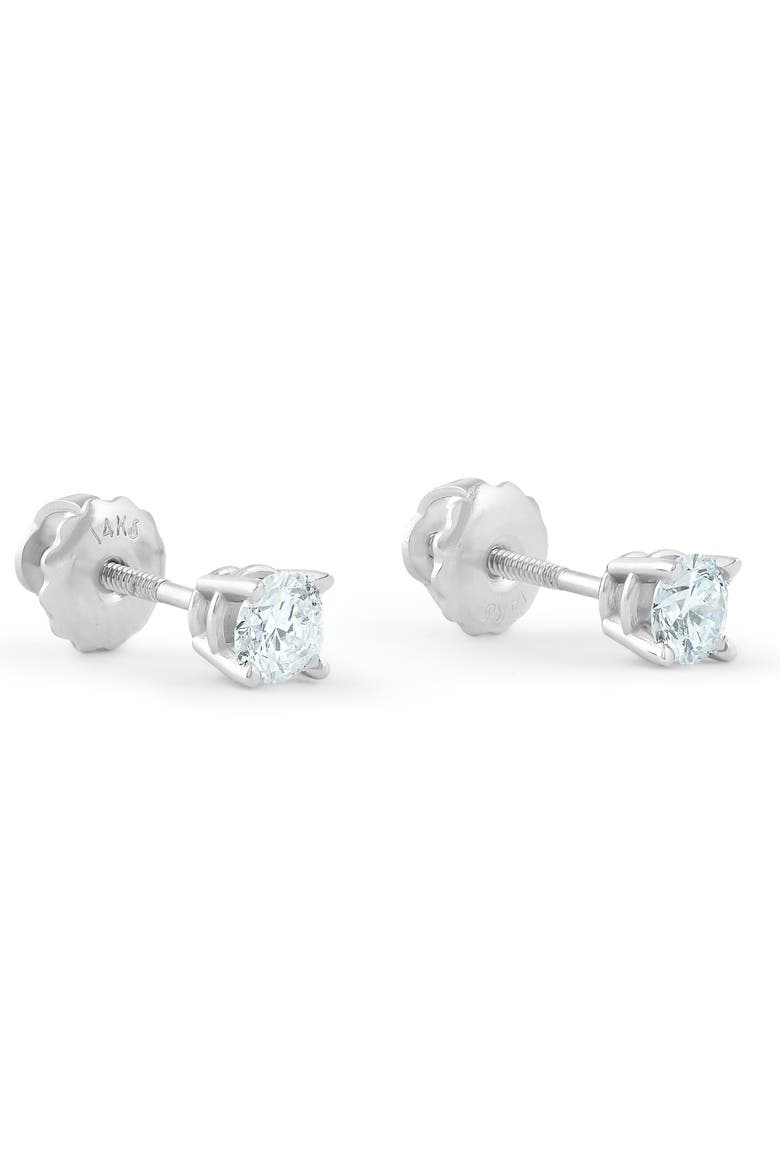 1/2Ct Diamond Screwback Studs Lab Grown Diamond Eco Friendly 14K Gold, Alternate, color, 14k White Gold