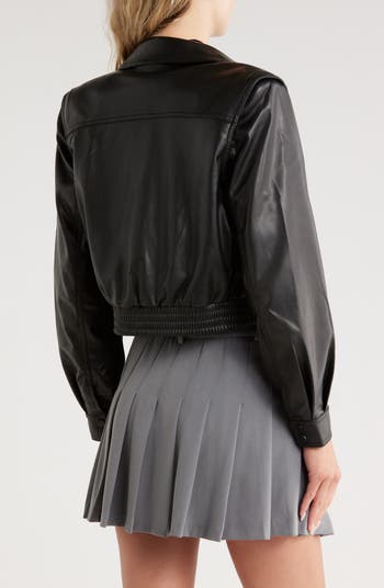 Flap Patch Pocket Faux Leather Jacket