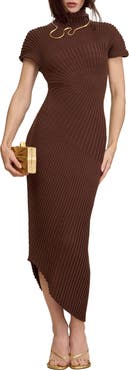 Cult Gaia Chrysta Turtleneck Rib Midi Sweater Dress