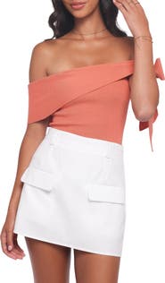 Petal & Pup Charama Bow Detail Off the Shoulder Knit Top