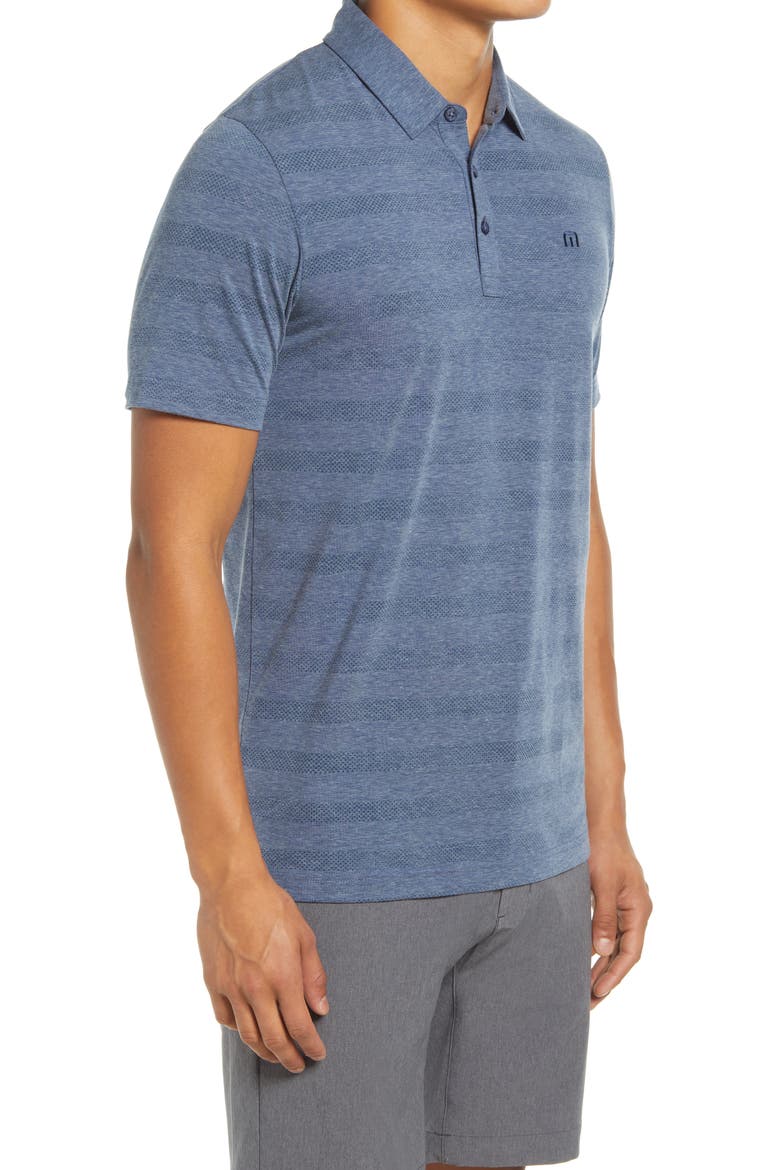 Heater Stripe Short Sleeve Performance Polo, Alternate, color, HEATHER DARK DENIM