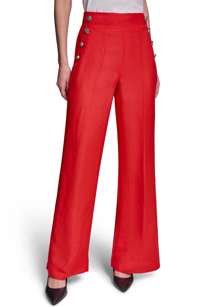 Linen Blend Sailor Pants, Main, color, APPLE RED