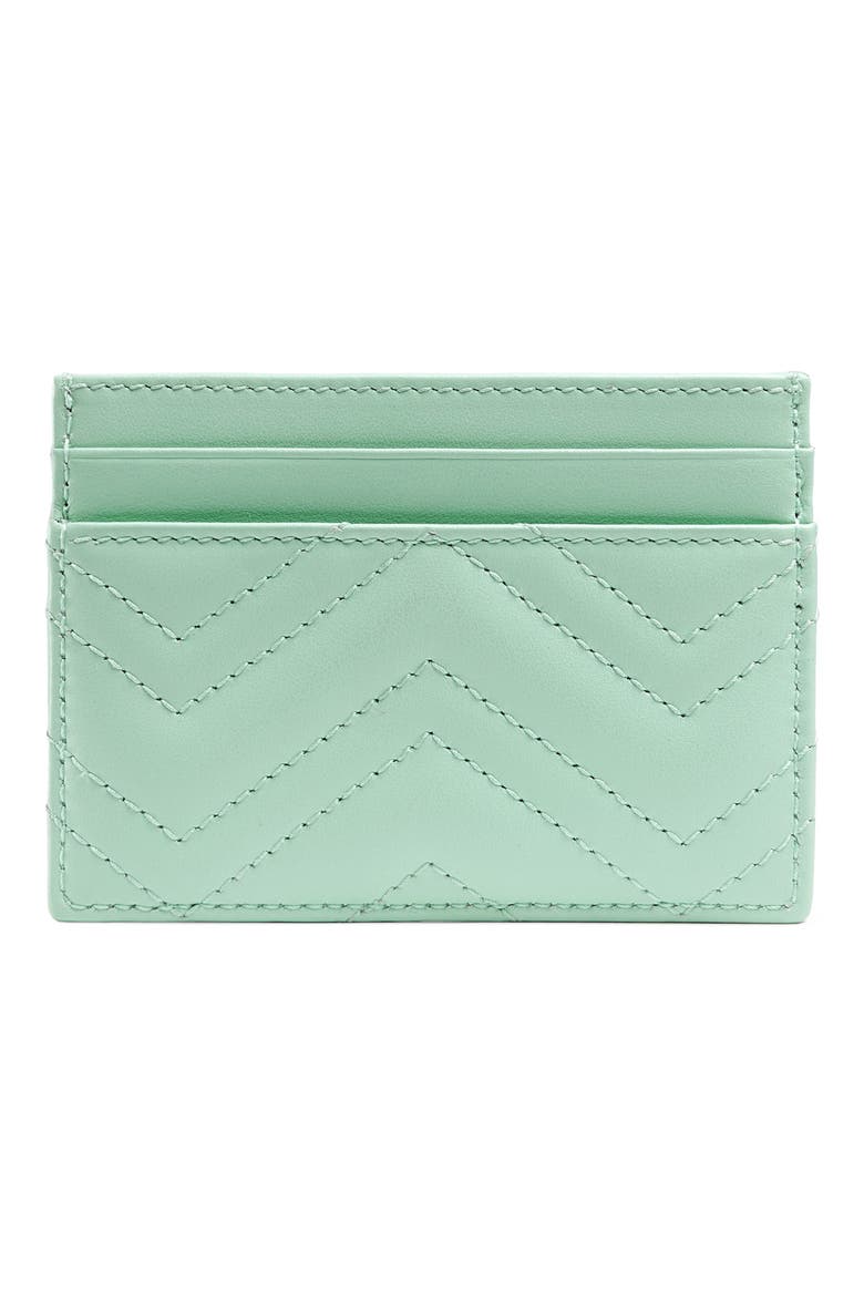 GG Quilted Leather Card Case, Alternate, color, WATER GREEN