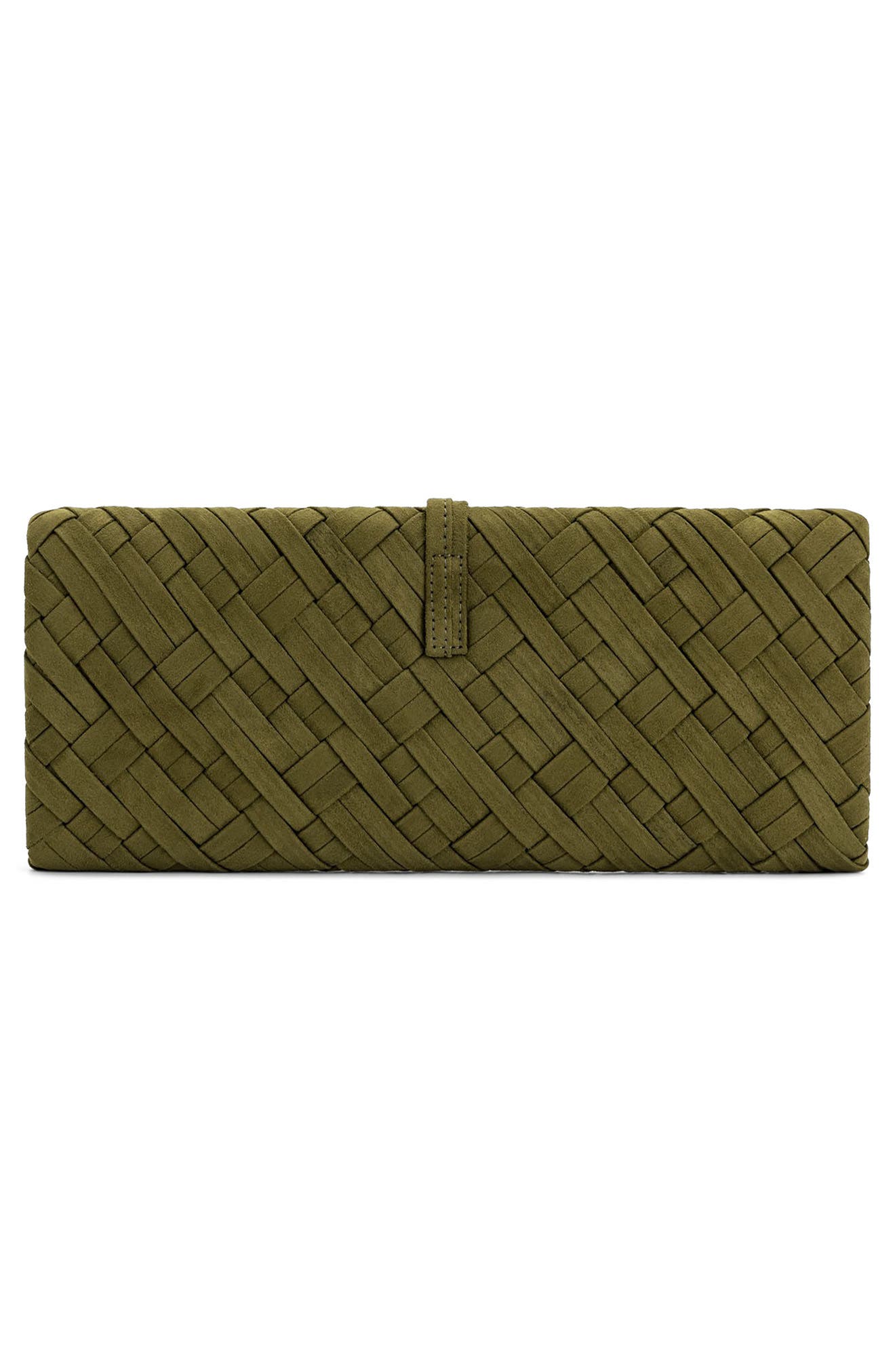Zaria Woven Clutch, Alternate, color, DARK OLIVE