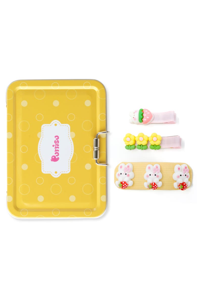 3pc Hair Clip Set - Bunny Garden Trio, Main, color, Honey Bunny Meadow - Yellow