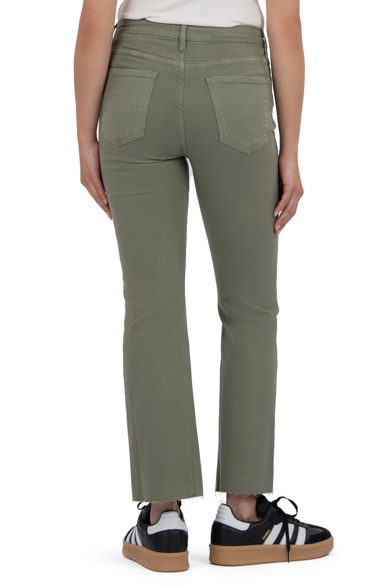KUT from the Kloth Kelsey Fab Ab Frayed High Waist Ankle Flare Jeans, Alternate, color, Sage Green