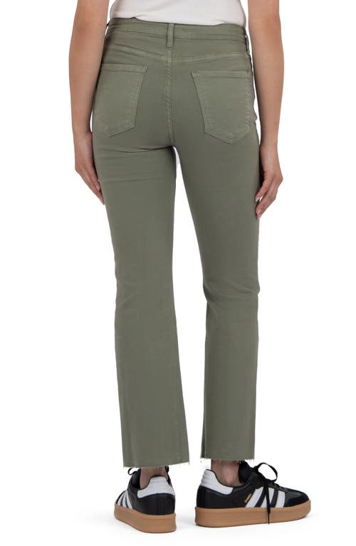 Kut From The Kloth Kelsey Fab Ab Frayed High Waist Ankle Flare Jeans In Green