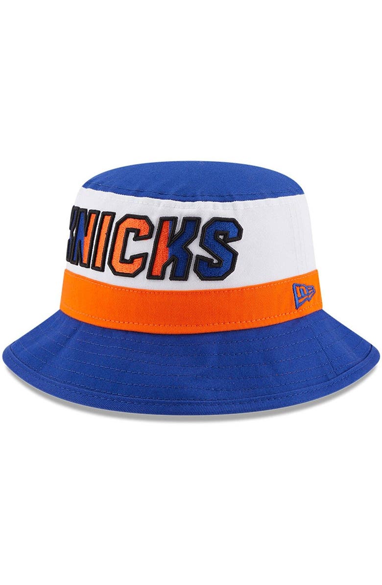 New Era Men's New Era White/Blue New York Knicks Back Half Bucket Hat, Alternate, color, 