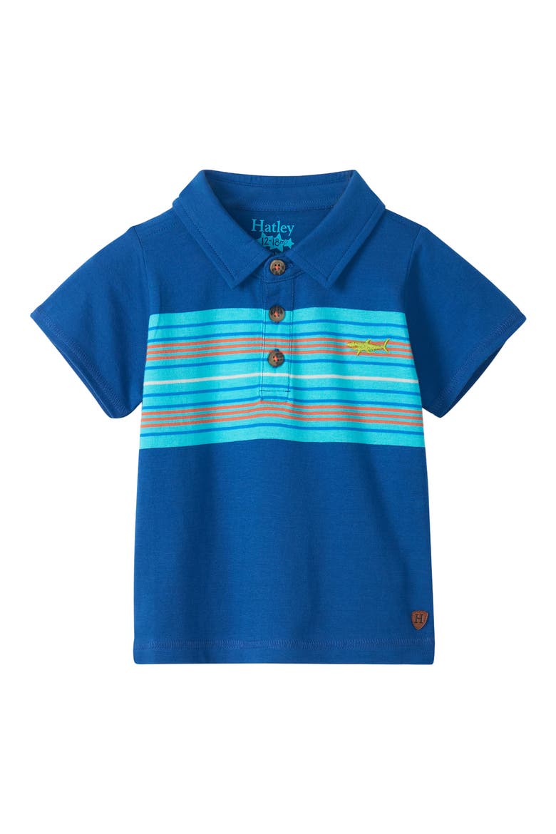 Kids' Limoges Stripe Peached Cotton Polo, Main, color, LIMOGES