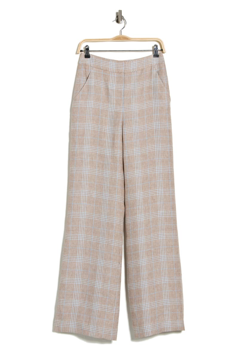 Tonelli Plaid Linen Pants, Alternate, color, KHAKI MULTI
