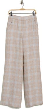 Veronica Beard Tonelli Plaid Linen Pants