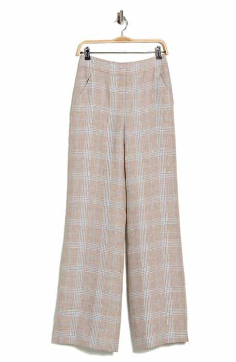 Veronica Beard Tonelli Plaid Linen Pants