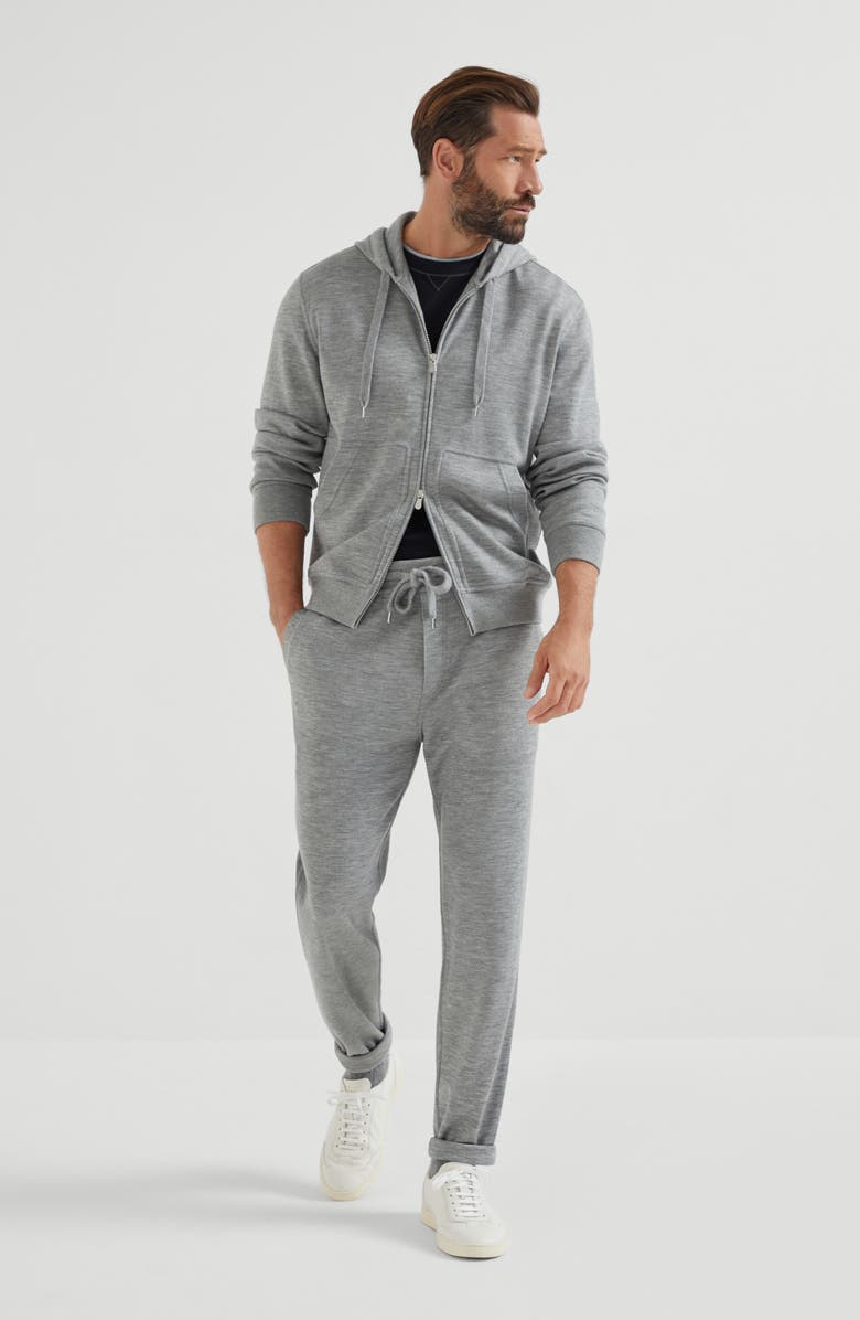 Brunello Cucinelli French terry trousers, Alternate, color, Grey