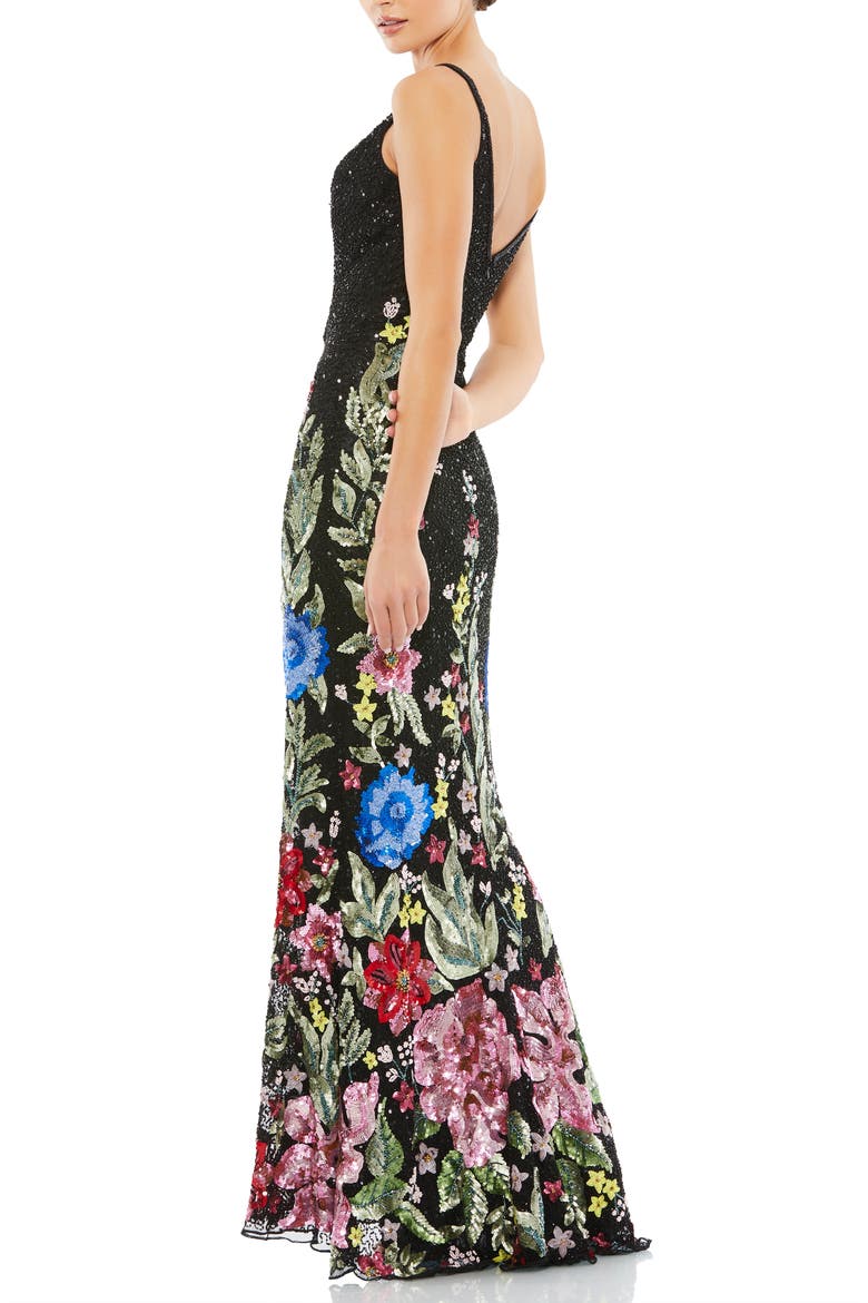Garden Trumpet Gown, Alternate, color, BLACK MULTI