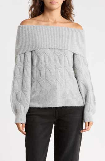 Off the Shoulder Cable Knit Sweater