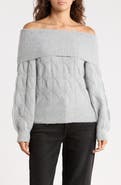 Madden Girl Off the Shoulder Cable Knit Sweater