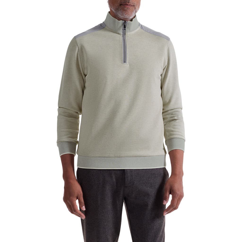 Bugatchi Mélange Quarter Zip Top In Neutral