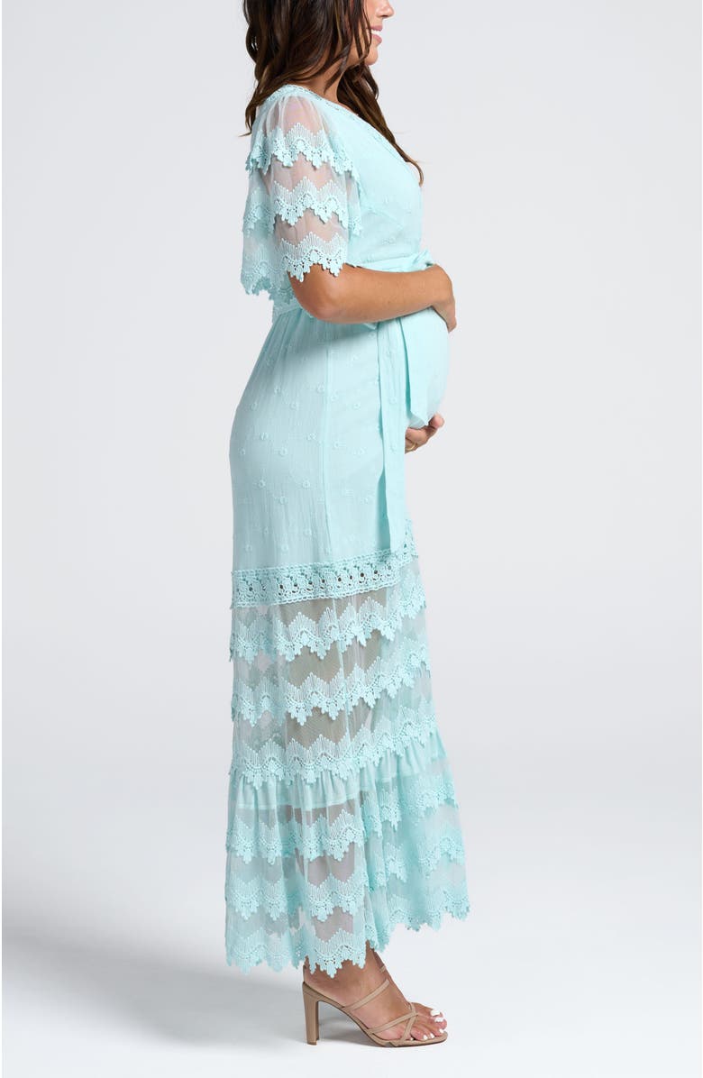 Angel Maternity Roxy Lace Baby Shower Dress in Pale Sky Blue for Elegant Celebrations, Alternate, color, Blue