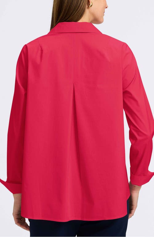 Foxcroft Agnes Split Cuff Popover Blouse In Raspberry