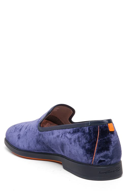 Santoni Smooth Smoking Slipper In Blue