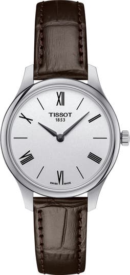 Tradition Swiss Quartz Croc Embossed Leather Strap Watch, 31mm